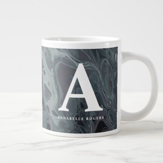 Aquamarines mehrfarbiges, benutzerdefiniertes Marb Jumbo-Tasse (Rechts)