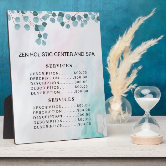 Aquamarines Menü "Eucalyptus Wellness-Center Salon Fotoplatte (Seite)