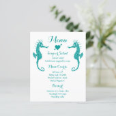 Aquamarines Menü Seepferd Wedding - Beach Nautical (Stehend Vorderseite)