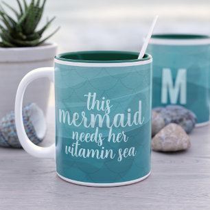 Aquamarines Mermaid-individuelles Zitat Vitamin Se Zweifarbige Tasse