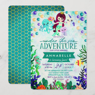 Aquamarines Mermaid Thema Geburtstagsparty Einladu Einladung