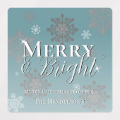 Aquamarines Merry and Bright Snowflake Weihnachtsg Etiketten (Design 1)