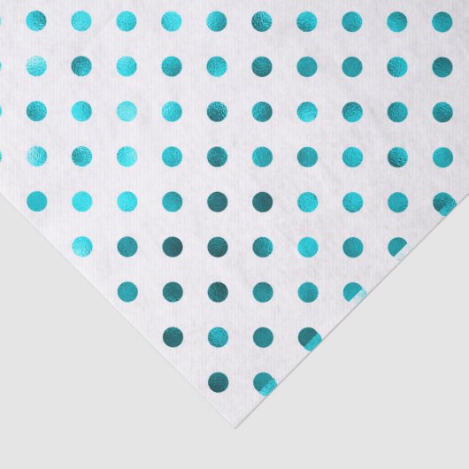 Aquamarines metallisches, Polkapunkt, Weiß, girly, Seidenpapier (Ausschnitt)