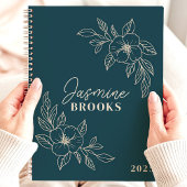 Aquamarines Minimalistisches Blumenmuster 2025 Ind Planer