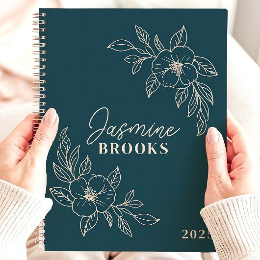 Aquamarines Minimalistisches Blumenmuster 2025 Ind Planer