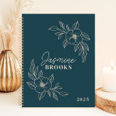 Aquamarines Minimalistisches Blumenmuster 2025 Ind Planer