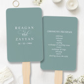 Aquamarines Minimalistisches Hochzeitsprogramm Fächer