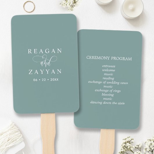 Aquamarines Minimalistisches Hochzeitsprogramm Fächer