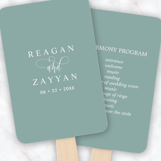 Aquamarines Minimalistisches Hochzeitsprogramm Fächer