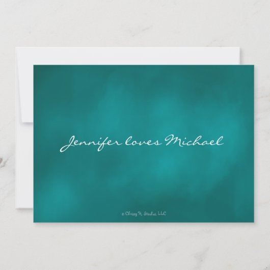 Aquamarines mit Monogramm Einladung (Rückseite)