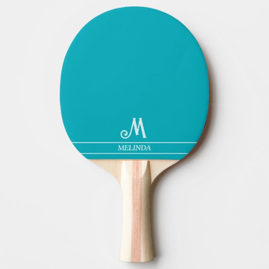 Aquamarines Mit Monogramm Ping Pong Paddle Tischtennis Schläger (Vorderseite)