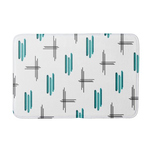 Aquamarines Mittelalter Moderne Streifen und Linie Badematte (Vorderseite)