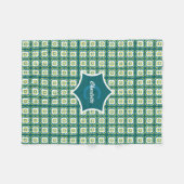 Aquamarines Mix-Muster-Monogramm Fleecedecke (Vorderseite (Horizontal))