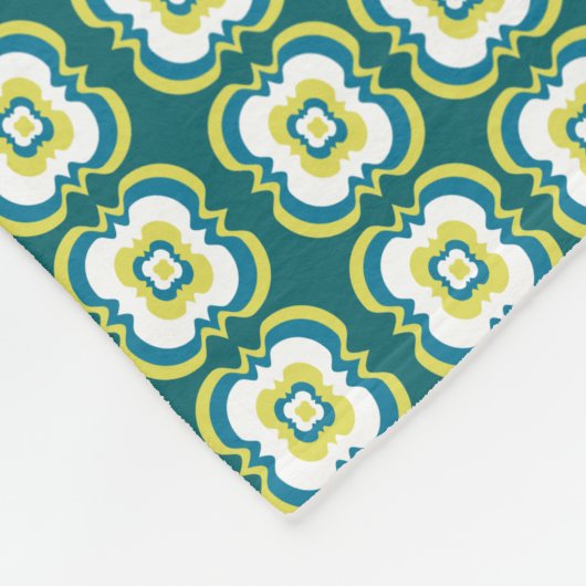 Aquamarines Mix-Muster-Monogramm Fleecedecke (Ecke)