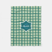 Aquamarines Mix-Muster-Monogramm Fleecedecke (Vorderseite)