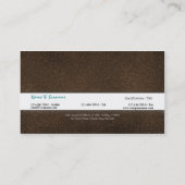 Aquamarines Mode-Stylist-Braunveloursleder Visitenkarte (Rückseite)