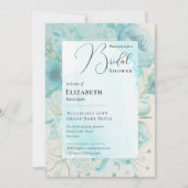 Aquamarines, modernes Brautparty drucken oder digi Einladung (Vorderseite)