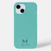 Aquamarines, modernes, elegantes Monogram-Vorlagen Case-Mate iPhone Hülle (Rückseite)