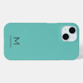 Aquamarines, modernes, elegantes Monogram-Vorlagen Case-Mate iPhone Hülle (Rückseite (Horizontal))