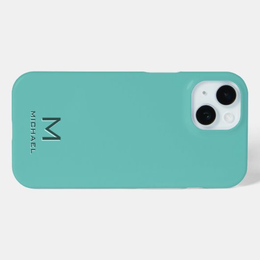 Aquamarines, modernes, elegantes Monogram-Vorlagen Case-Mate iPhone Hülle (Rückseite (Horizontal))