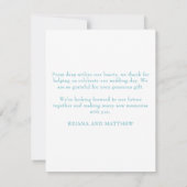 Aquamarines modernes Foto Danke Karte (Rückseite)