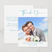 Aquamarines modernes Foto Danke Karte (Vorne/Hinten)