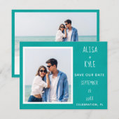 Aquamarines modernes Foto Save the Date (Vorne/Hinten)