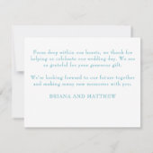 Aquamarines modernes Hochzeitsszenario Foto Dankes Dankeskarte (Rückseite)