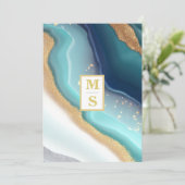 *~* AQUAMARINES Monogramm AR66 UAWG Agate QR Hochz Einladung (Stehend Vorderseite)