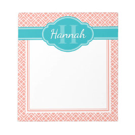 Aquamarines Monogramm aus rosa weißem Diamant Notizblock