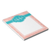Aquamarines Monogramm aus rosa weißem Marmor Notizblock (angewinkelt)