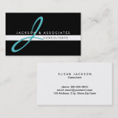 Aquamarines Monogramm-berufliche Geschäfts-Karte Visitenkarte (Vorne/Hinten)