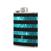 Aquamarines Monogramm der Glitzer-u. Flachmann (Links)