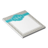 Aquamarines Monogramm des grauen weißen Ankermuste Notizblock (angewinkelt)