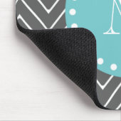 Aquamarines Monogramm des Holzkohlen-Grau-Zickzack Mousepad (Ecke)