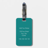 Aquamarines Monogramm des personalisierten Rentenl Gepäckanhänger (Rückseite vertikal)