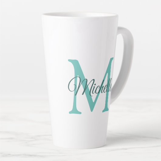 Aquamarines Monogramm, erste individuell anpassbar Milchtasse (Rechte Ecke)