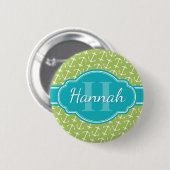 Aquamarines Monogramm für die grüne Ankerform Button (Vorne & Hinten)