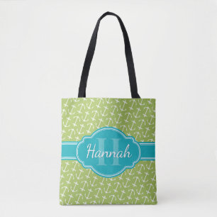 Aquamarines Monogramm für die grüne Ankerform Tasche