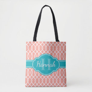 Aquamarines Monogramm in rosa weißem, elegantem Gi Tasche