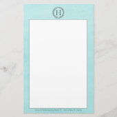 Aquamarines Monogramm-Krängungsstadium Briefpapier (Vorderseite)