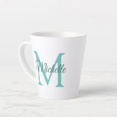 Aquamarines Monogramm mit individualisierbarem Lig Milchtasse (Linke Ecke)