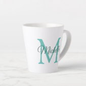 Aquamarines Monogramm mit individualisierbarem Lig Milchtasse (Rechte Ecke)