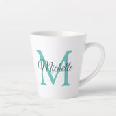 Aquamarines Monogramm mit individualisierbarem Lig Milchtasse (Rechts)