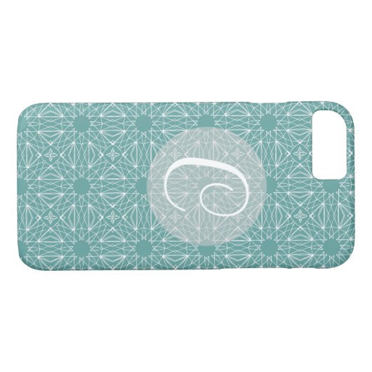 Aquamarines Monogramm mit Muster Case-Mate iPhone Hülle (Rückseite (Horizontal))