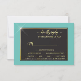 Aquamarines Monogramm 💍 Moderne Geometrie RSVP Karte