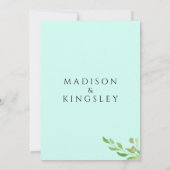 Aquamarines Monogramm 💍 Moderne Geometrische Eleg Einladung (Rückseite)