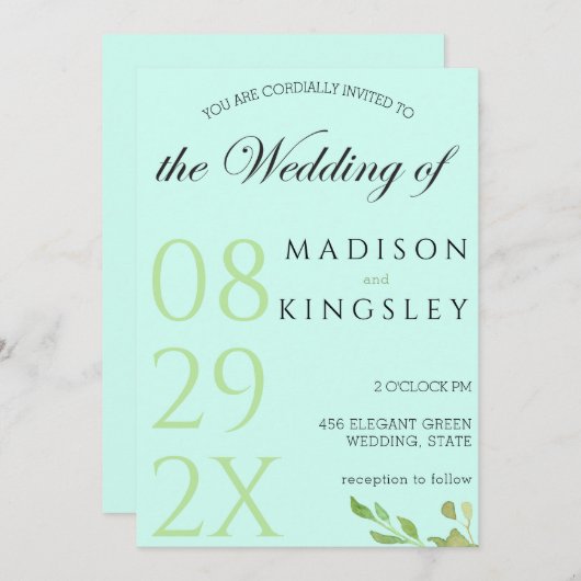 Aquamarines Monogramm 💍 Moderne Geometrische Eleg Einladung (Vorne/Hinten)