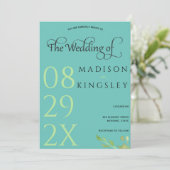 Aquamarines Monogramm 💍 Moderne Geometrische Eleg Einladung (Stehend Vorderseite)