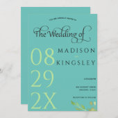 Aquamarines Monogramm 💍 Moderne Geometrische Eleg Einladung (Vorne/Hinten)